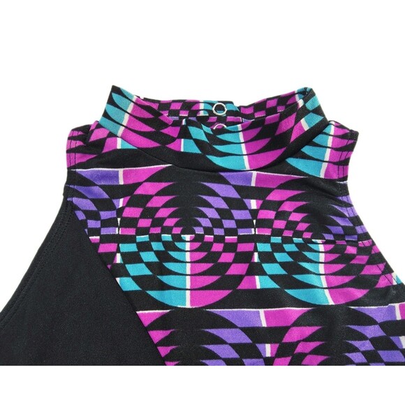 Gilda Marx Vintage High Neck Keyhole Geometric Dance Leotard Adult XS (Y/J) NWT - Picture 2 of 14